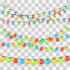 Christmas lights. Colorful Xmas garland. 