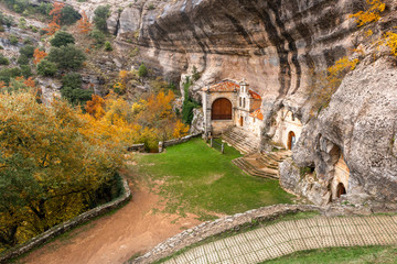 San Bernabe church in Ojo Guarena Natural Monument, Burgos, Spain