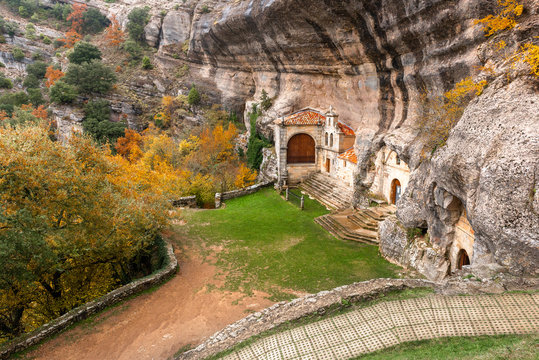 San Bernabe church in Ojo Guarena Natural Monument, Burgos, Spain
