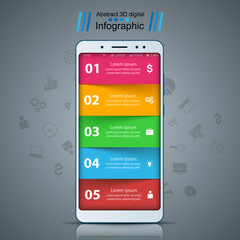 Business infographic. Smartphone, digital gadget icon.