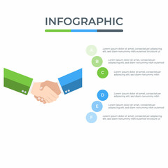 Business infographic. Infographics diagram with Businessman handshake. template for presentation. partner concept.