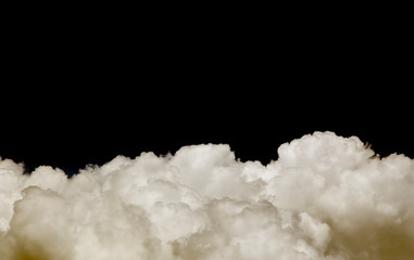 White clouds on a black background.