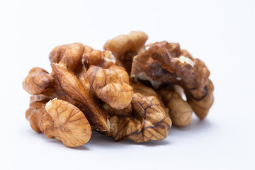 walnut on white background