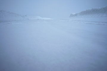 Snowy private road.