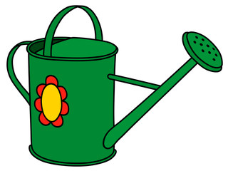 The green metal gardering can
