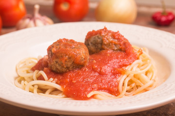 Spaghetti with Meatball and tomato sauce