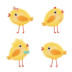 chickens set of yellow birds for easter