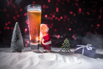 Christmas Beer on snow with decorative artwork