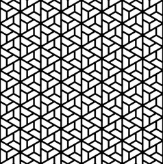 Seamless pattern based on Japanese ornament Kumiko.Black color lines.