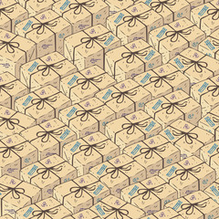 Seamless Pattern with Parcel Boxes