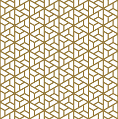 Seamless pattern based on Japanese ornament Kumiko.Golden color lines.
