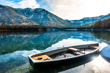 row boats at the sylvensteinspeicher lake