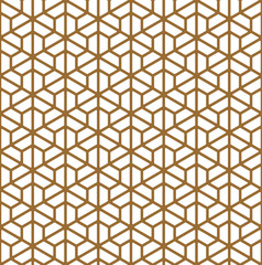 Seamless pattern based on Japanese ornament Kumiko.Golden color lines.