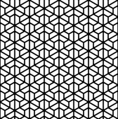 Seamless pattern based on Japanese ornament Kumiko.Black color lines.