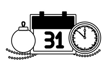 calendar ball clock party on white background