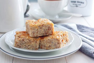 Buckwheat Krupenik with cottage cheese, traditional Russian cuisine, horizontal