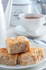 Buckwheat Krupenik with curd, selective focus
