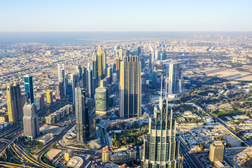 Fototapeta na wymiar Downtown Dubai District Skyline Creek View