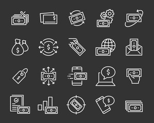 set of money icons , such as tax, coin, percent, exchange,