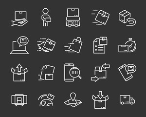 set of send icons, such as delivery, transport, mail, service