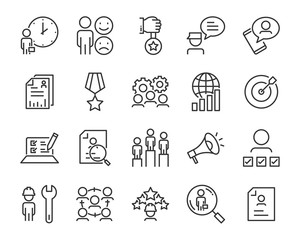 set of job search icons ,such as work, career, traning, business, skill, meeting