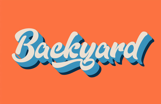 orange blue white backyard hand written word text for typography logo design