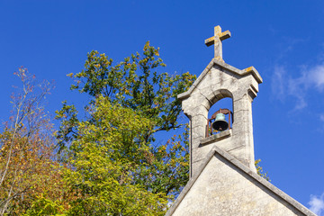 Church tower details in Auvers-sur-Oise village