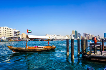 Fototapeta na wymiar Dubai Creek Boat View