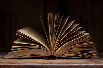 Open book on dark background