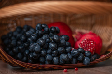 pomegranate and grapes
