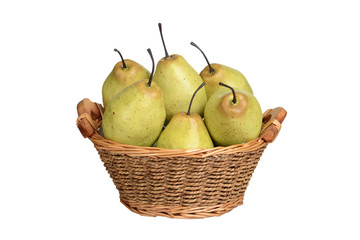 Isolated basket of pears