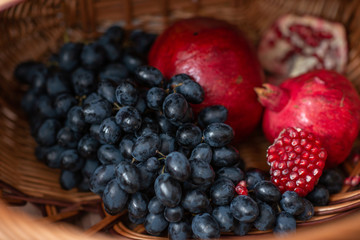 pomegranate and grapes
