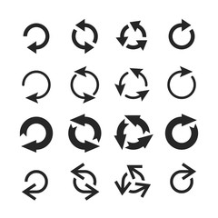 Circle arrow icon. Round arrows, circular pointing sign and circles button vector icons set
