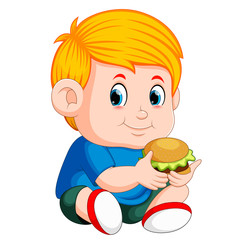 boy eating burger