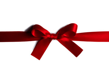 Red gift bow on white