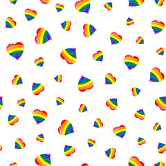 LGBT flag heart seamless pattern.