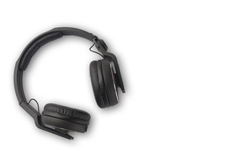 black headphones isolated on white background