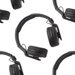 headphones isolated on white background. seamless texture