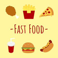 Fast Food Vector on yellow background