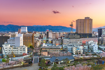 Fototapeta na wymiar Kofu City, Japan Downtown Skyline at Dusk
