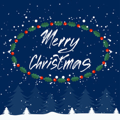 Merry Christmas and Happy New Year winter holidays greeting card with holidays objects. Vector illustration