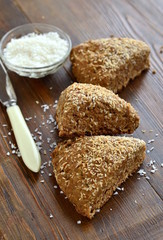 Banana coconut scones, vegetarian, vertical