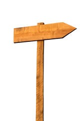Blank wooden signpost isolated on white