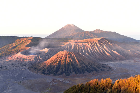 Mountains Bromo, Semeru, Batok and Widodaren at sunrise, Bromo Tengger Semeru National Park, Java, Indonesia