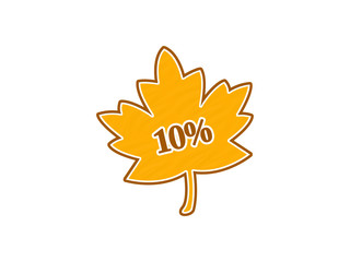 Autumn maple leave with percents.