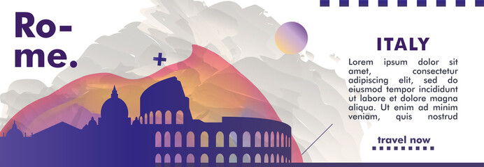 Naklejka premium Italy Rome skyline city gradient vector banner