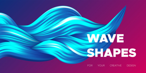 Abstract Flow Background. Wave Fluid Shapes in Blue Color. Trendy Vector Illustration EPS10 for Your Creative Design. Beautiful Interweaving. Flow Poster with Liquid for Business Presentation, Banner.