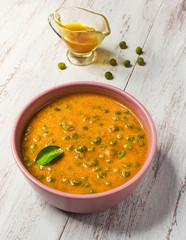 Green Peas Curry. Matar Masala North Indian, Punjabi cuisine. Vegetarian food. 