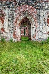 Fototapeta na wymiar old stone and red brick church details
