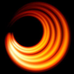 Flame round shape on dark background.